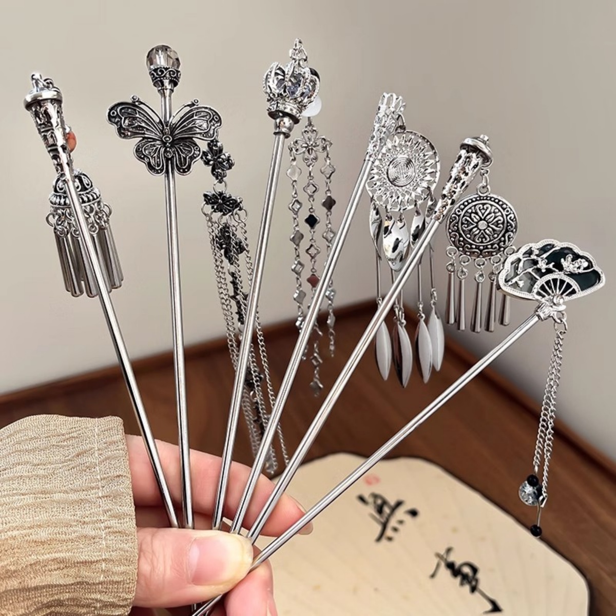 Vintage Collectible Item - Elegant Women's Hairpin Antique Silver Butterfly