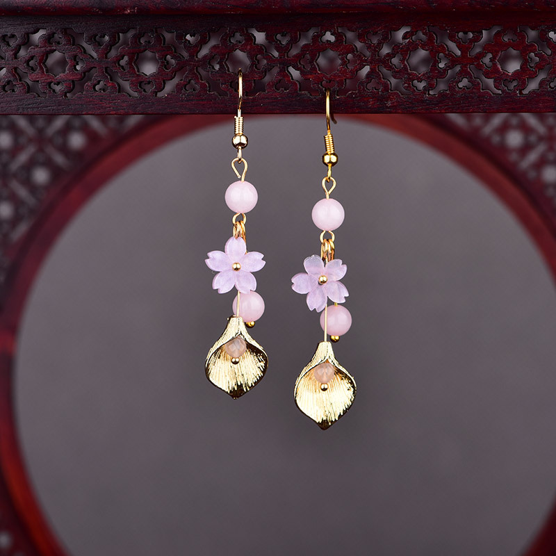 Pink Natural Jade Flower Earri - Vintage Collectible Item 评论和价格