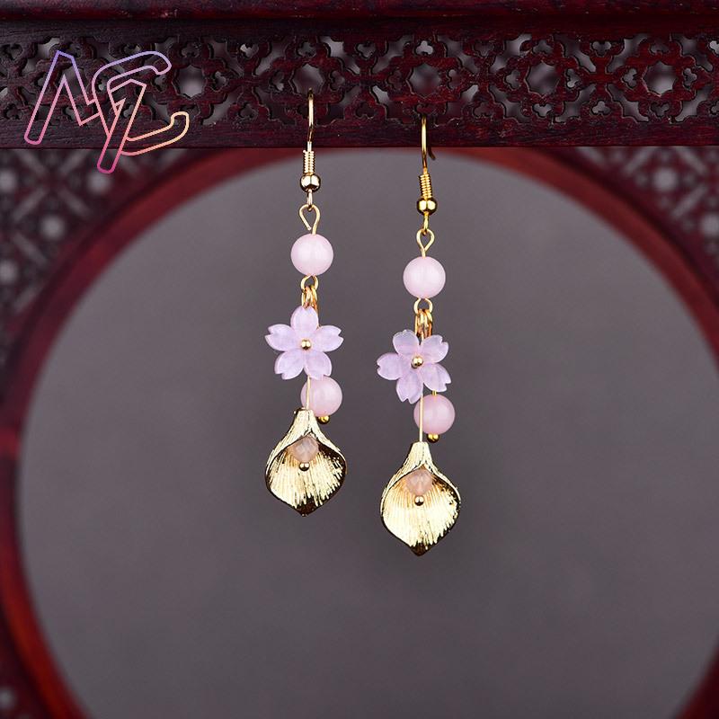 Pink Natural Jade Flower Earri - Vintage Collectible Item 评论和价格