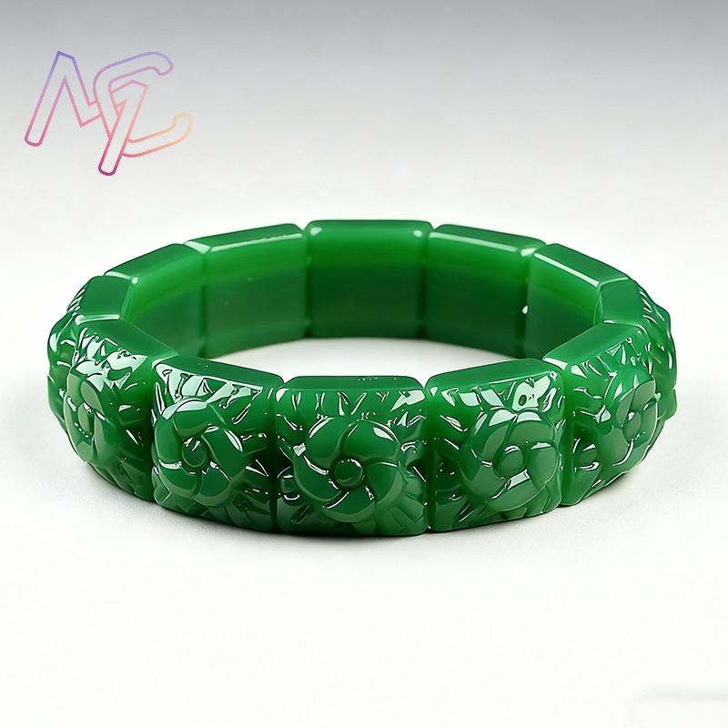 Real Jade Flower Bracelet Bang - Vintage Collectible Item 评论和价格