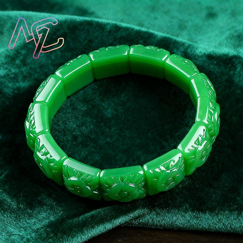 Real Jade Flower Bracelet Bang - Vintage Collectible Item 评论和价格
