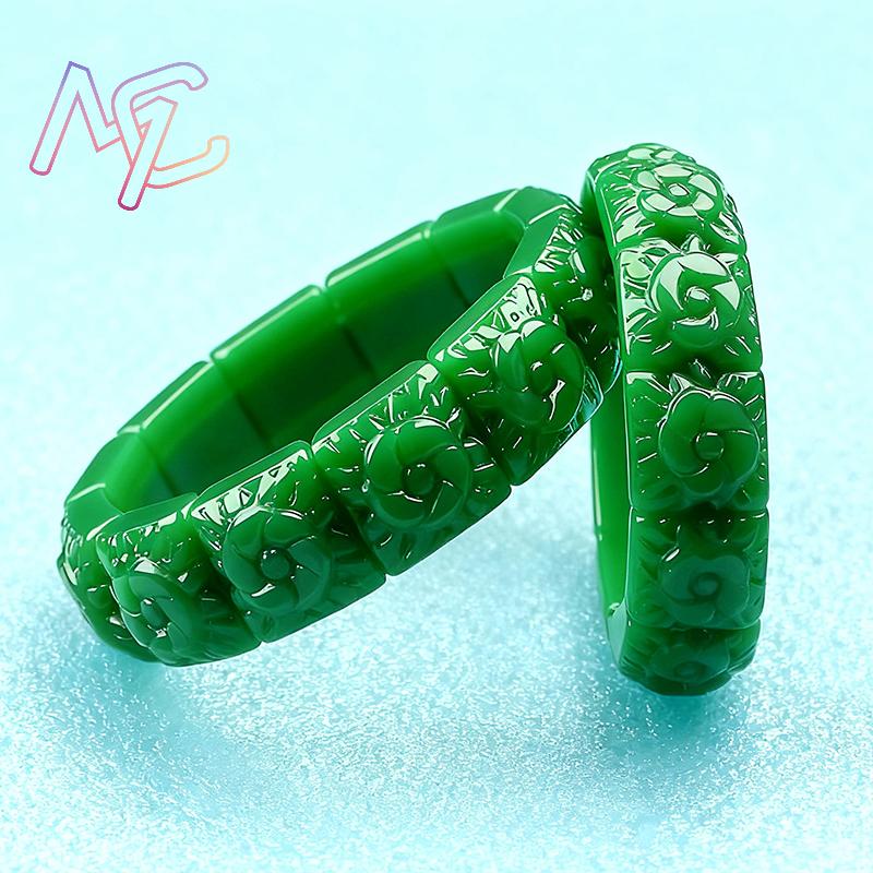 Real Jade Flower Bracelet Bang - Vintage Collectible Item 评论和价格