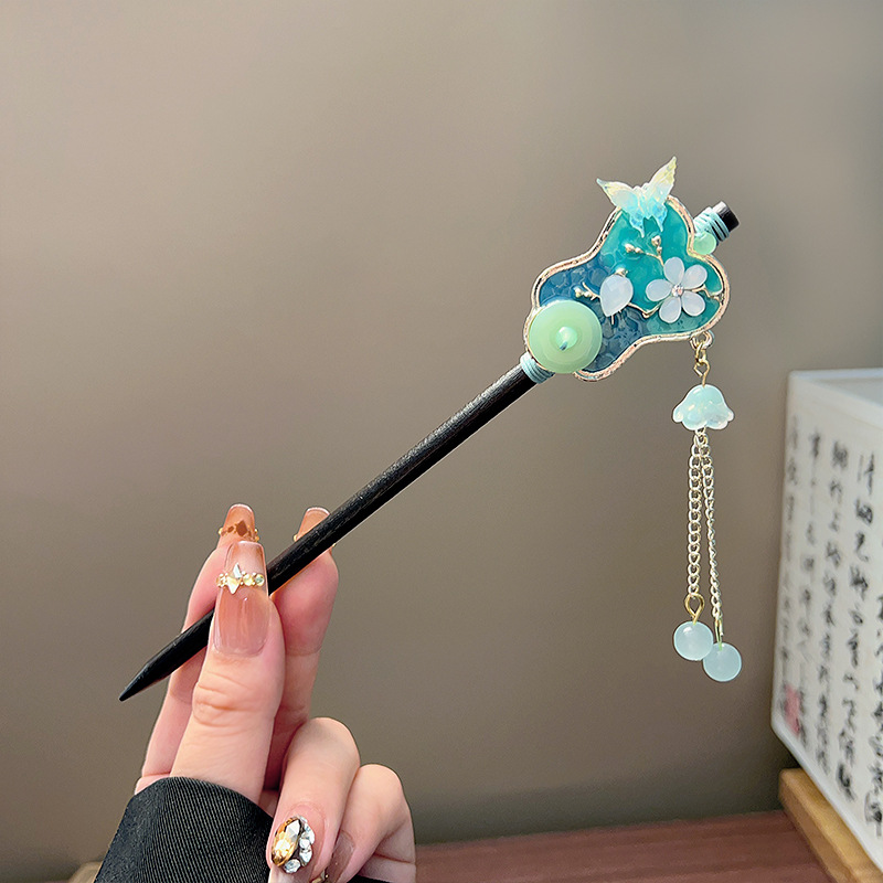 Classic Tassel Hair Stick Blac - Vintage Collectible Item 评论和价格